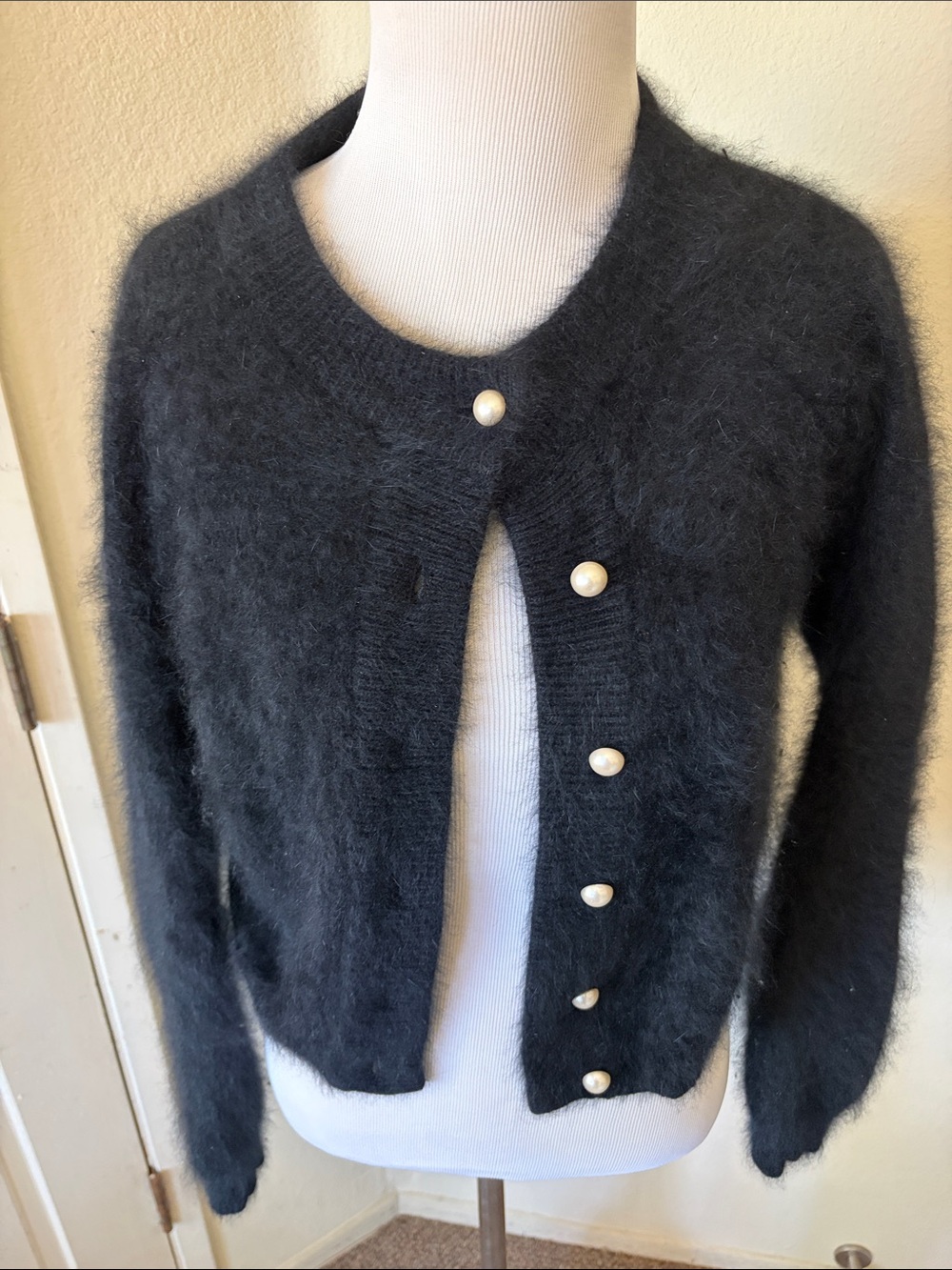 Vintage Brass Plum Angora black sweater